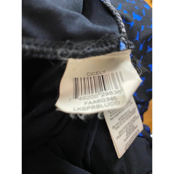 BCBGMAXAZRIA Cicely Dress Women L Blue Black Abstract Ruched Jersey Knit Chic - Picture 8 of 8